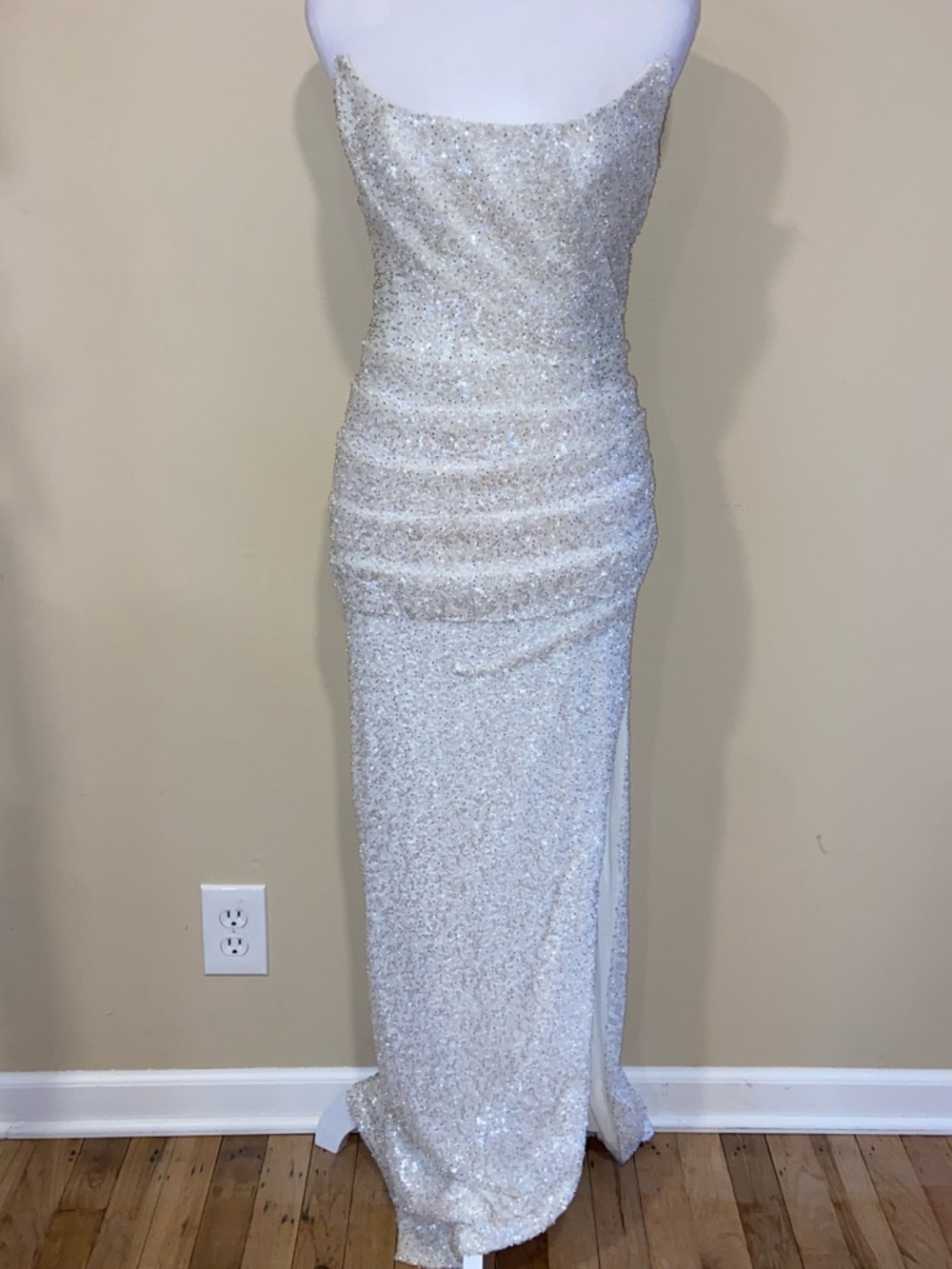 Oh Polly White Sequin Maxi Dress